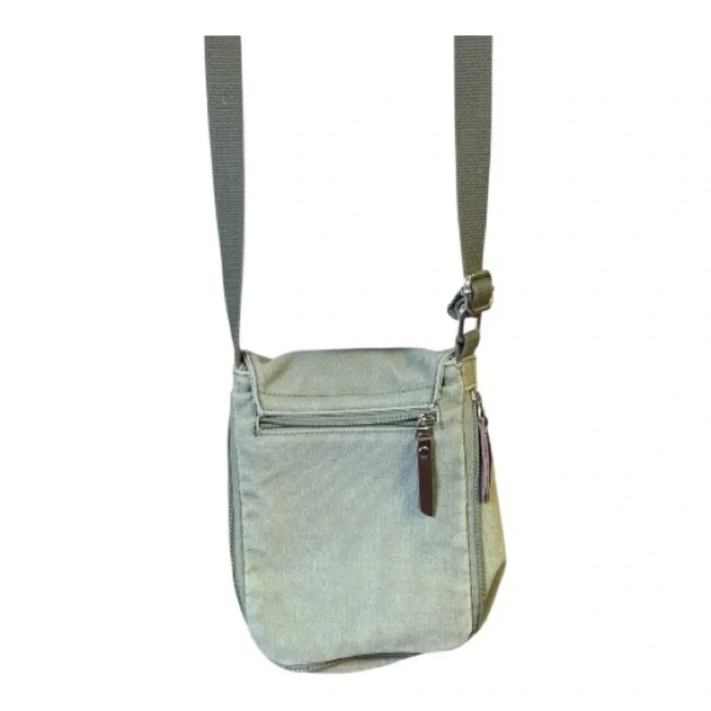 Berchirly Unisex Canvas Faux Leather Crossbody Bag Olive Army Green Shoulder Bag